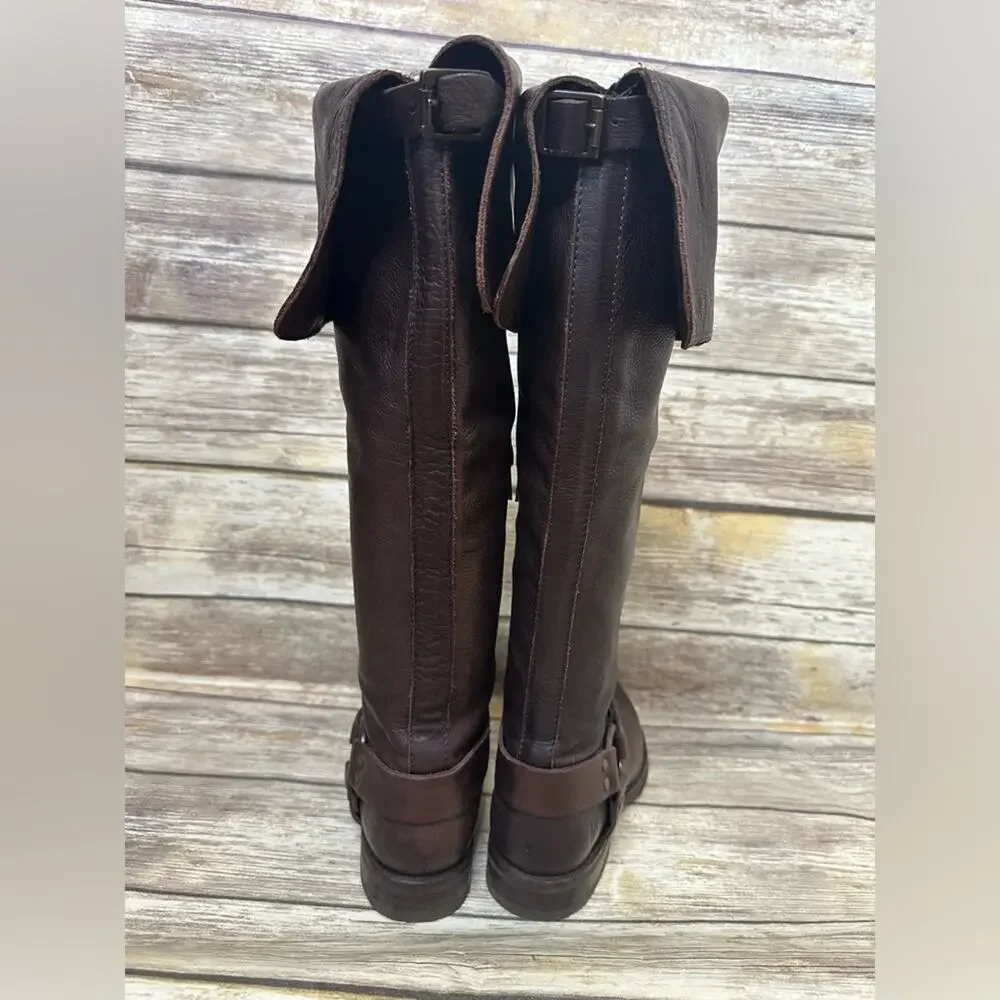 FRYE Veronica over the knee dark brown leather boots- 7